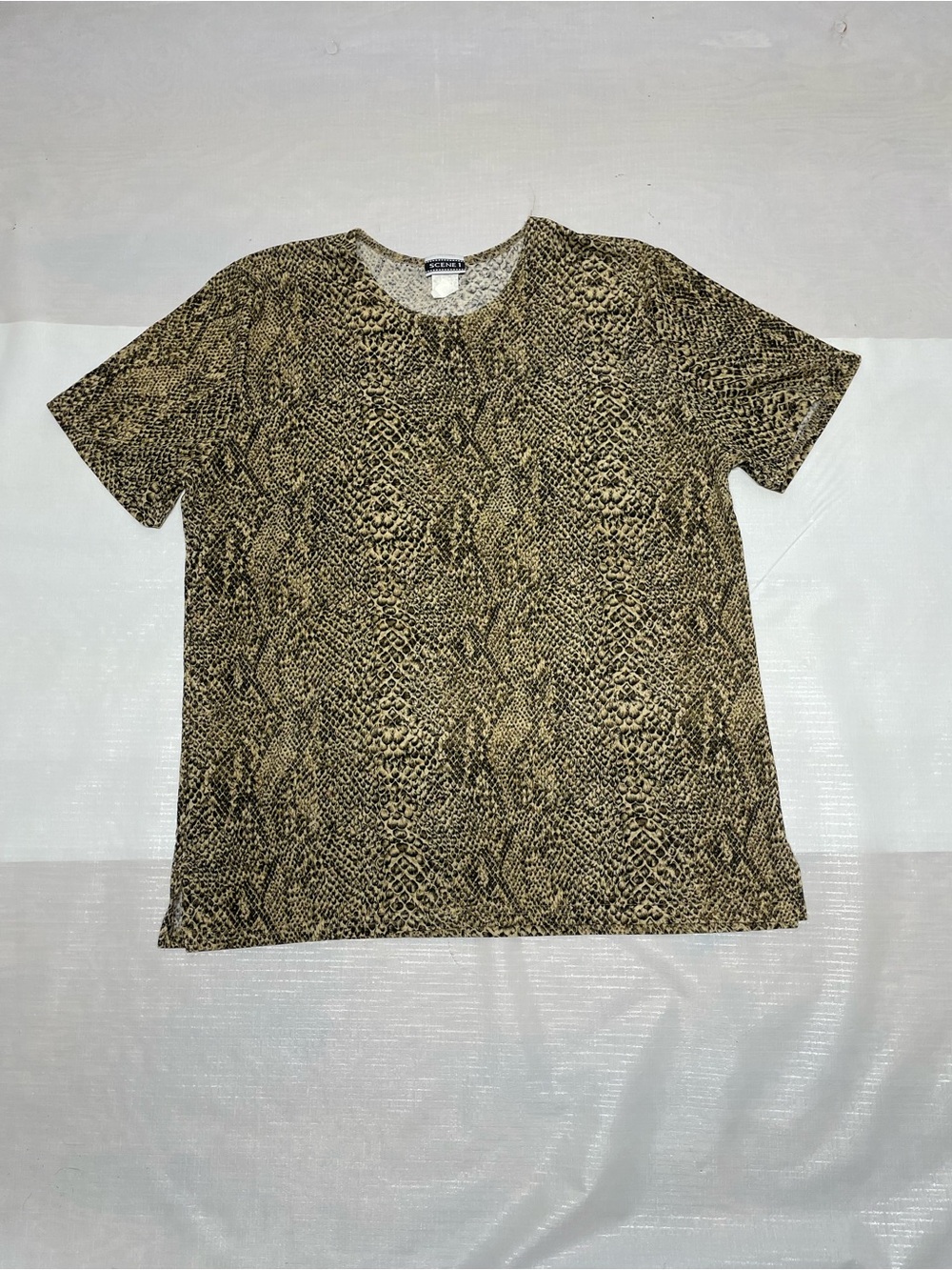Scene 1 Brown & Black Snake-Print Short Sleeve Tee Sz: XL